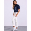 INSPIRE CHIC Women's Casual Short Puff Sleeves Button-Down Jean Denim Jacket - 4 of 4