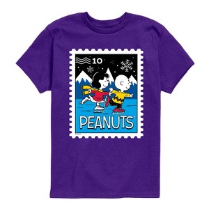 Boys' - Peanuts - Lucy Charlie Winter Stamp Short Sleeve Graphic T-Shirt - 1 of 4
