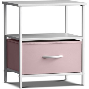 Sorbus 1 Drawers Nightstand with Shelf - Steel Frame, Wood Top & Easy Pull Fabric Bins - Perfect for Home, Bedroom, Office & College Dorm - 1 of 4