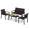 Costway 4 PCS Outdoor Wicker Patio Furniture Set with Heavy-Duty Galvanized Metal Frame Mix Brown/Black - 2 of 4