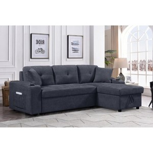 NicBex Couches for Living Room Convertible 3 Seater Sleeper Sofa Bed Pull Out Sectional Sofa Couch with Storage and Cup Holder, Dark Gray - 1 of 4