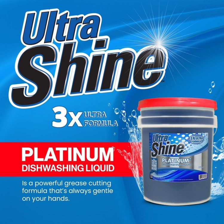 Ultra Shine ™ 3X Platinum ™ Dishwashing Liquid, 5 Gallon, Blue - Powerful Grease Remover Dish Cleaning Soap, 2 of 6