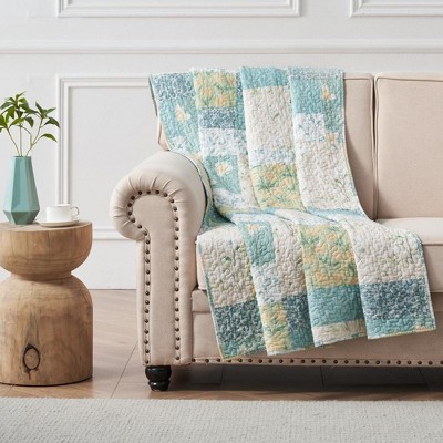 Evangeline Mist Cotton Patchwork Quilted Throw Blanket 50" x 60"