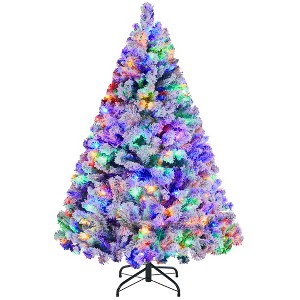 Yaheetech 6Ft/7.5Ft/9Ft Pre-lit Flocked Artificial Christmas Tree - 1 of 4