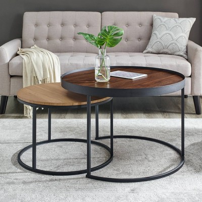 Loop Leg Accent Tables Target, Conrad 40 Wide Dark Brown Wood Round Coffee Table