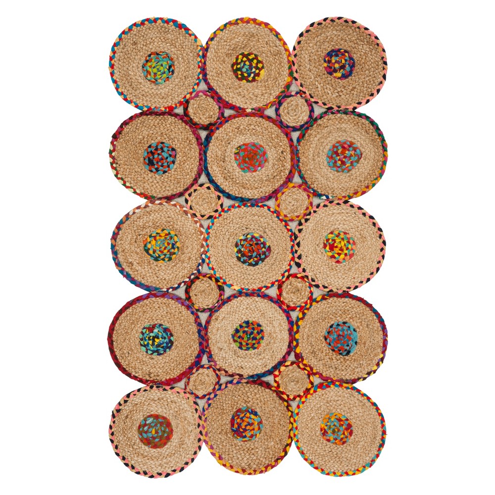 3'x5' Solid Woven Accent Rug Red/Natural - Safavieh