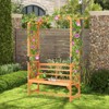 Tangkula Patio Arbor Garden Archway w/ Pergola Bench & Side Trellises for Climbing Plants Vines Grapes 2-Seat Wooden Outdoor Bench Backyard Decoration - 2 of 4