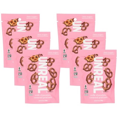 Unreal Milk Chocolate Covered Pretzels - 6 bags, 3.5 oz each