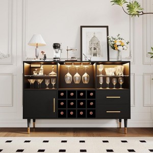 47 Inch Bar Cabinet, Modern Sideboard Buffet Cabinet with Storage Drawers, Wine Rack & Doors, Coffee Bar Table for Living Room, Dining Room - 1 of 4