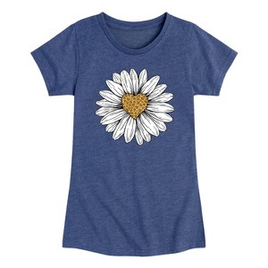 Girls' - Instant Message - Leopard Print Heart Daisy Fitted Short Sleeve Graphic T-Shirt - 1 of 4