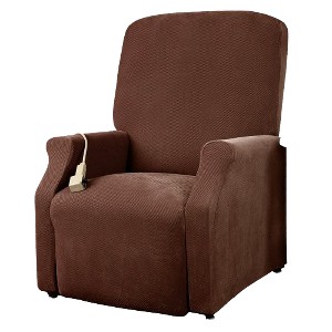 Stretch Pique Lazboy Lift Recliner Slipcover Chocolate - Sure Fit, Size: Large, Brown