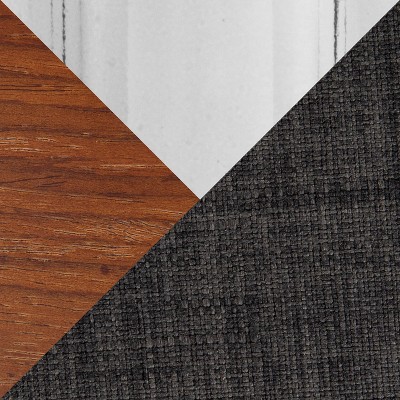 Stella Adjustable Gray Fabric and Walnut Wood Swivel Barstools