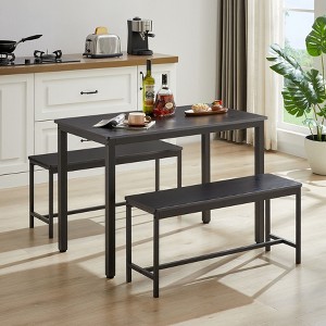 NicBex Dining Table and Dining Chairs Set of 3, 2 Long Dining Benches and 1 Modern Dining Table for Bar, Kitchen, Dining Room - 1 of 4