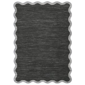 Modern Scalloped Living Room Rugs, Washable Solid Soft Bedroom Carpet Non Slip, Indoor Contemporary Home Decor Rugs - 1 of 4