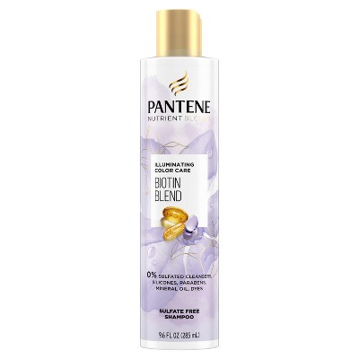 Pantene Illuminating Sulfate Free Biotin Shampoo for Nourishing Color Safe, Nutrient Blends - 9.6 fl oz