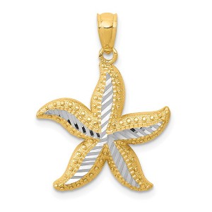 Black Bow Jewelry 14k Yellow Gold and White Rhodium Starfish Pendant, 12mm or 19mm - 1 of 4