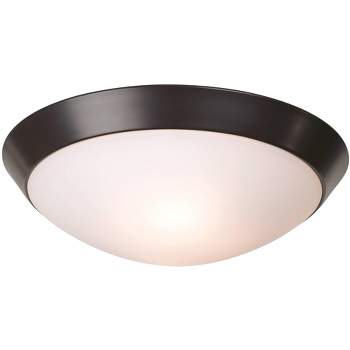 360 Lighting Davis Modern Ceiling Light Flush Mount Fixture 13" Wide Oil Rubbed Bronze 2-Light Frosted Glass Dome Shade for Bedroom Kitchen Hallway