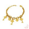 Gold Titanium Steel Key & Heart Classic Women's Bracelet - 3 of 4