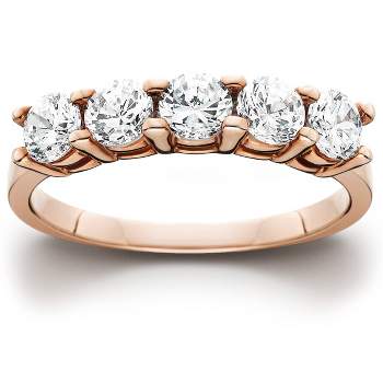 Pompeii3 1 cttw 5-Stone Round Cut Diamond Wedding Anniversary Ring 14K Rose Gold