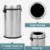 17 Gallon Trash Can, Round Waste Container with Handle, Commercial Grade Stainless Steel Recycling Bin for Kitchen, Office, Outdoor - 3 of 4