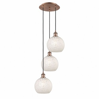 White Mouchette - 3 Light Cord Hung Multi Pendant In Modern Style-36 Inches Tall and 14.5 Inches Wide