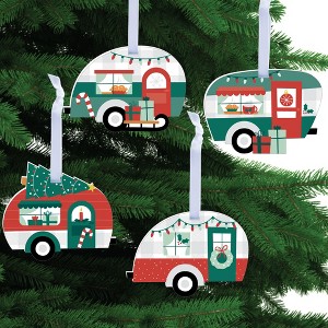 Big Dot of Happiness Camper Christmas - Red and Green Holiday Decorations - Christmas Tree Ornaments - Set of 12 - 1 of 4
