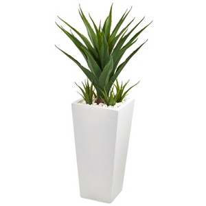 Nearly Natural 40-in Spiky Agave Artificial Plant in White Planter - 1 of 2