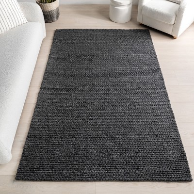 Charcoal Braided Wool and Cotton Handmade Area Rug