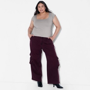 Women's Slim Fit Short Sleeve Square Neck T-Shirt - Wild Fable™ - 1 of 4