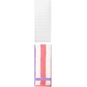 REGALWOVEN Pure Cotton Striped Decorative Hand Towel for Bathroom 14" x 30"/13" x 29" 2 Pcs - 1 of 4