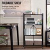 SKONYON 4-Tier Foldable Metal Shelving Unit with Wheels - Black - 2 of 4
