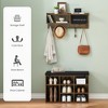 Hall Tree Shoe Bench Industrial 6 in 1 Coat/Shoe Rack with 5 Hooks - 3 of 4