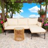 Mshliw 3-Piece Outdoor Patio Wicker Furniture Set with Table, Cushions, and Comfortable Sofa Seating –Wicker & Cushions for Garden, Porch, or Balcony - 2 of 4