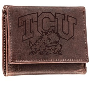 Evergreen NCAA TCU Horned Frogs Brown Leather Trifold Wallet Officially Licensed with Gift Box - 1 of 1