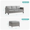 Sonkuki Outdoor 3-Seater Patio Sofa Set Furniture Set Brown/Gray Wicker Rattan with Cushions, Ottomans - 2 of 4
