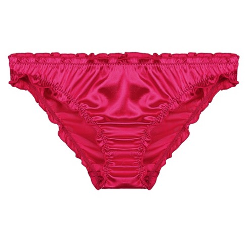 Agnes Orinda Women's Frill Trim Underwear Briefs Hipster Panty Satin  Panties 3 Pack Burgundy Gray Rose Red 1X