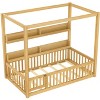 Okak Twin/Full Size Canopy Bookcase Beds with Storage Shelves & Guardrails,Solid Wood Bed Frame for Teens,No Spring Box Needed - 4 of 4