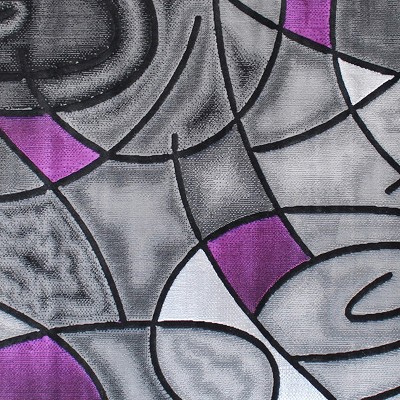 Modern Abstract Purple and Gray 5' x 7' Synthetic Area Rug