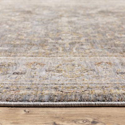 Handmade Gray and Gold Synthetic Rectangular Area Rug 5'3" x 7'6"