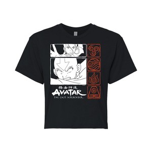 Women's - Avatar: The Last Airbender - Katara and Aang Grid Cropped Graphic T-Shirt - 1 of 4