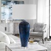 Uttermost Stargazer Table Lamp – Cobalt Navy Art Glass Base, Crystal Foot, 31” Tall, White Drum Shade - 2 of 4
