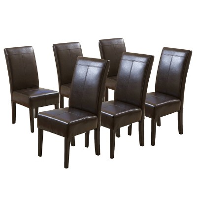 Set of 6 Pertica T-stitch Dining Chairs Chocolate Brown - Christopher Knight Home