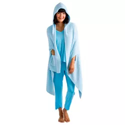 Softies Women's Marshmallow Shawl with Armslots One Size Heather Blue.