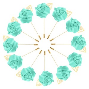 Unique Bargains Mens Golden Leaf Rose Lapel Boutonnieres Pin for Wedding 12 Pcs - 1 of 4