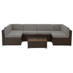 U-MAX 7PCS Outdoor Patio Furniture Set with Cushions and Coffee Table,Dark Gray - 1 of 4