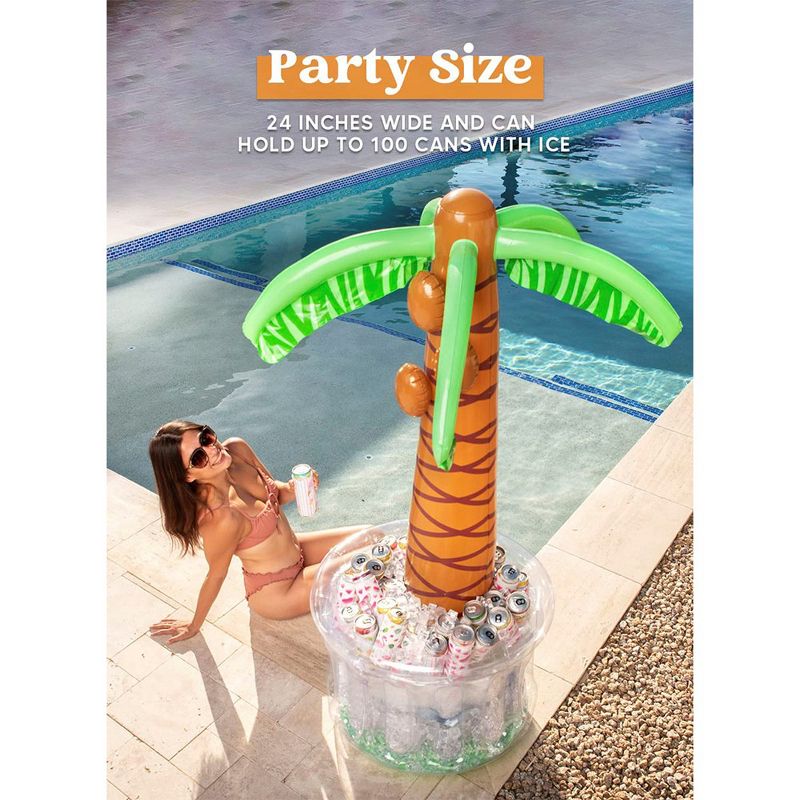 Syncfun 60" Inflatable Palm Tree Cooler, Beach Theme Party Decor, Pool Party Decorations, Themed Party Decoration Summer Outdoor Drink Cooler, 5 of 9
