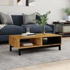 vidaXL Wooden Coffee Table FLAM | Solid Pine Wood | Oak Color Finish | Rectangular | Storage Space - 2 of 4