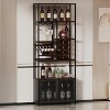 FONTOI Wine Racks, Rustic Wine Rack with Drawer, Storage Shelves, Glass Holder for Liquor and Glasses, Kitchen, Bar, Black, 31.5"*11.81"*82.68" - 2 of 4
