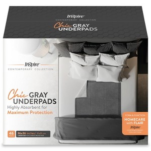 Inspire Ultra Underpads Incontinence Bed Pads | Chic Gray Modern Design | Hospital Bed Pads Disposable - 1 of 4