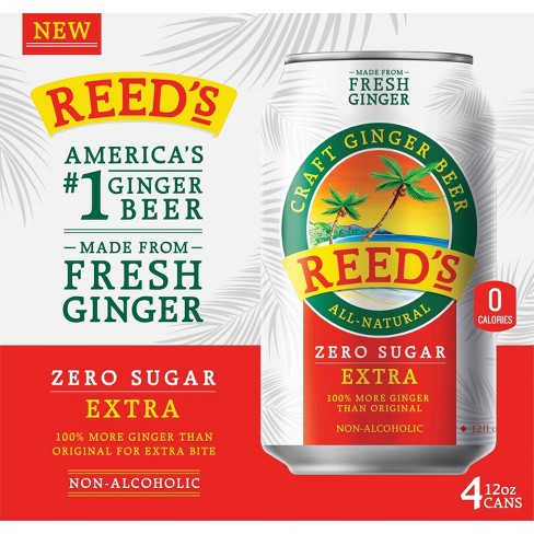 Reed's Zero Sugar Extra Real Ginger Beer - 4pk/12 fl oz Cans - image 1 of 2